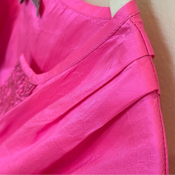 Calypso St Barth Pink Silk Dress Size XS Tie Waist Embroidered Vneck - Picture 3 of 7